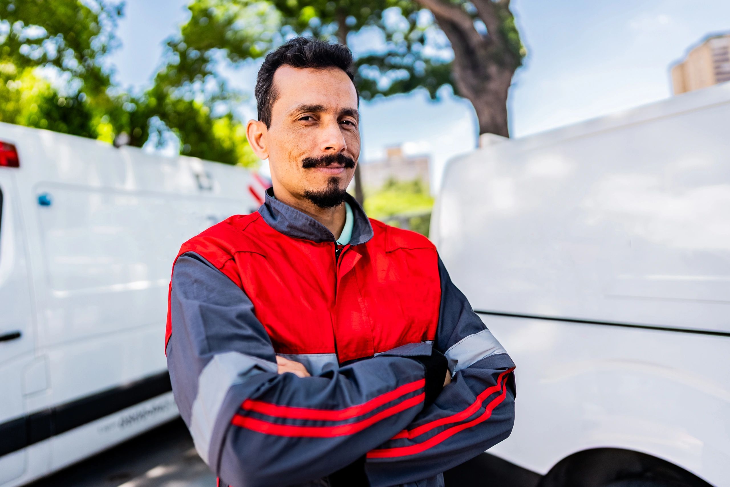 friendly service technician outdoor