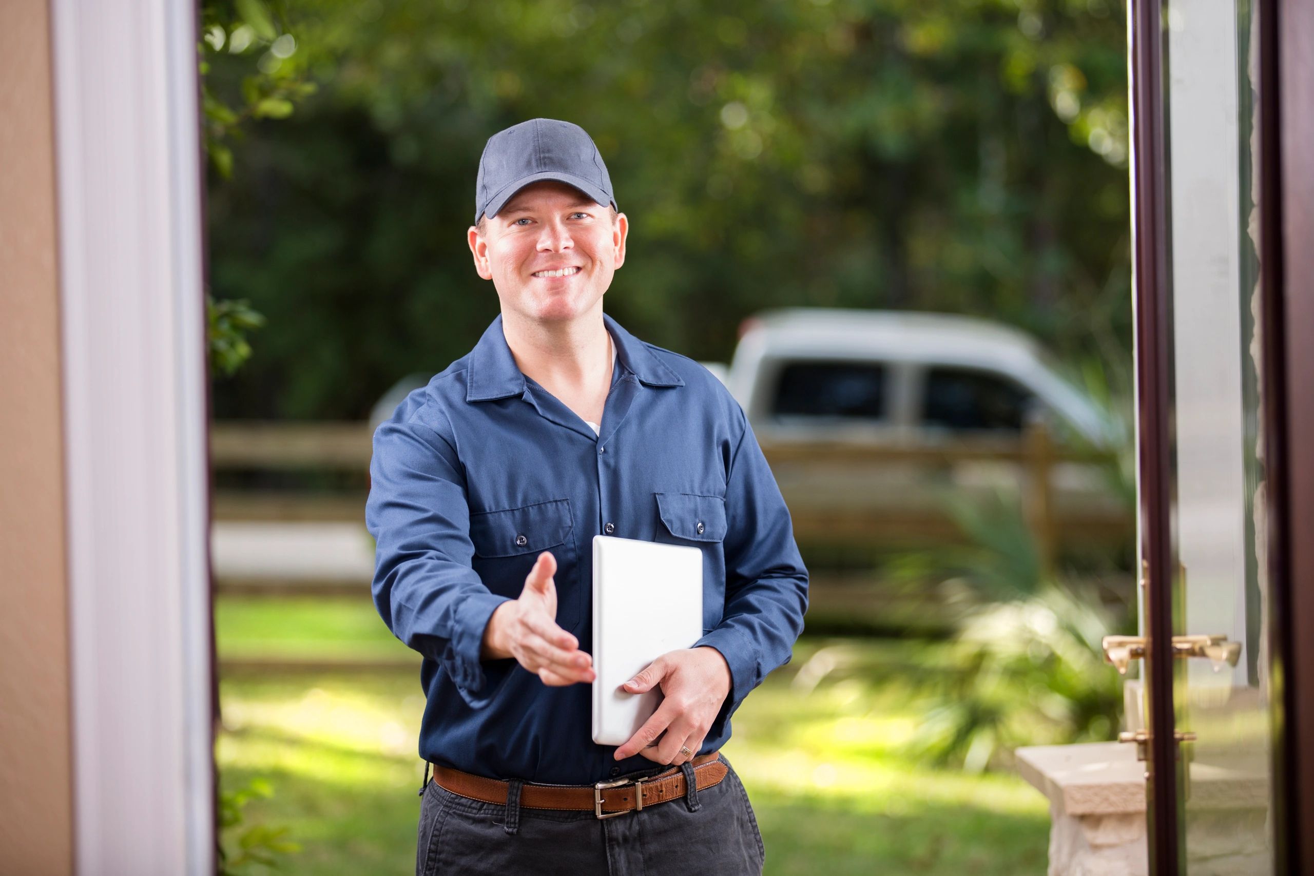 friendly service technician outdoor